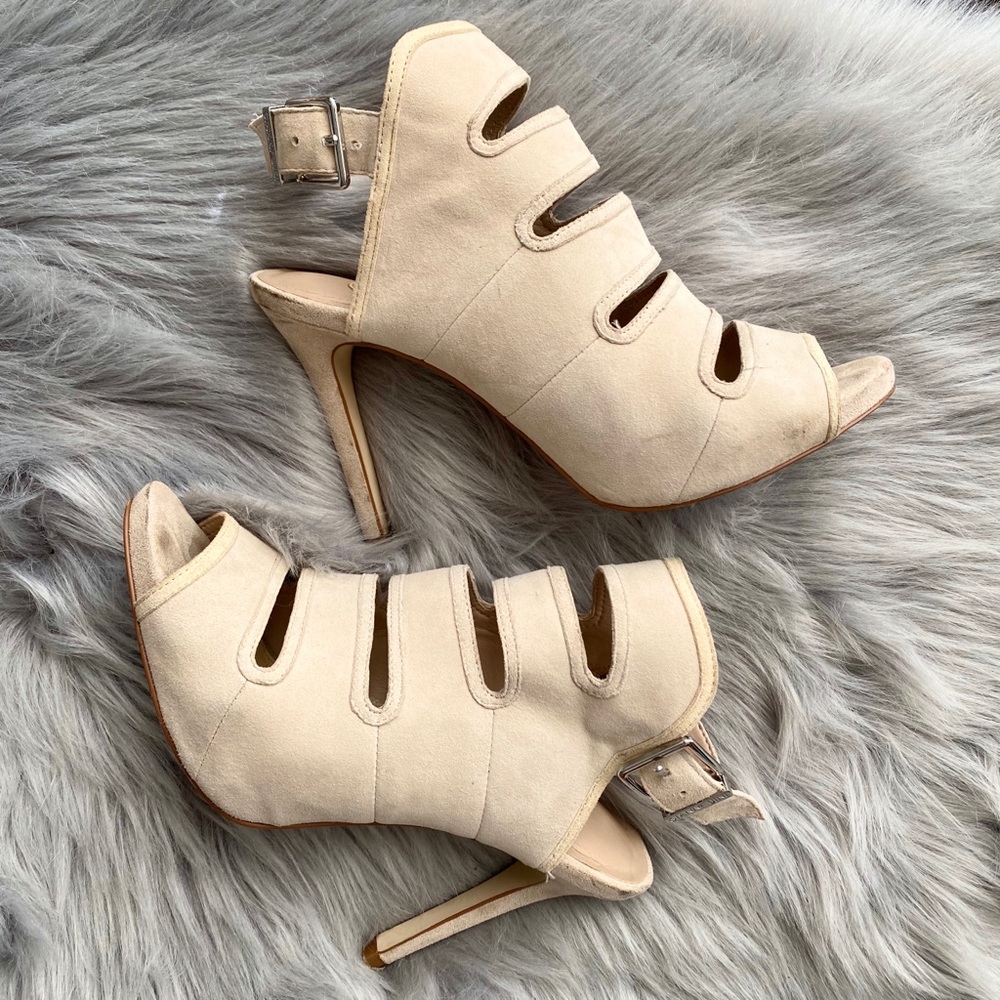 Gianni Bini Suede Caged Heels